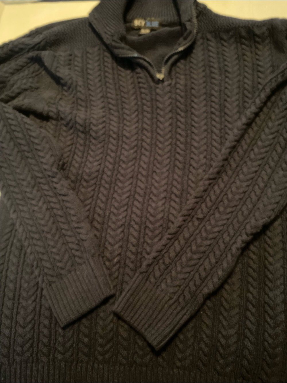 Men's Cable Half-Zip Sweater - Navy